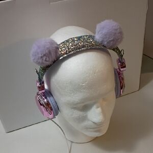 No Brand Cute Bear Ear Sparks Wired Headphones Lavender Pink Preloved HD Sound